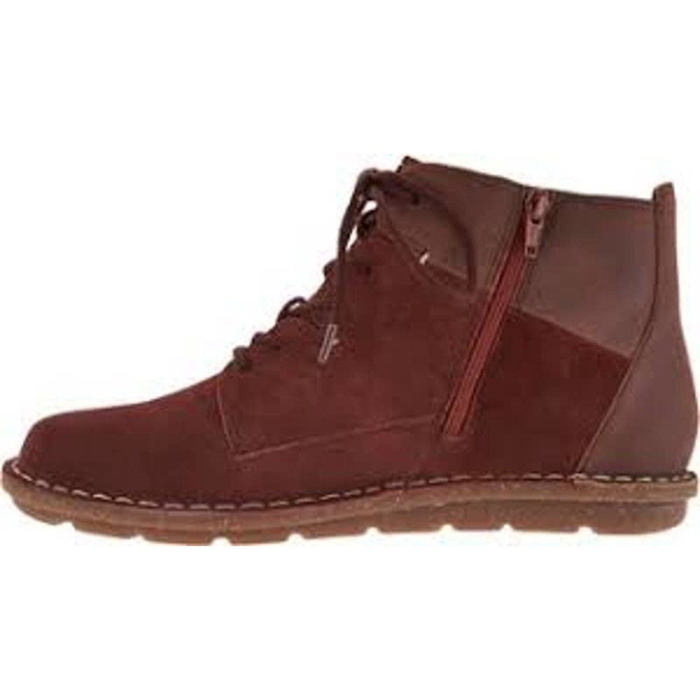 Clarks Tamitha Key Burgundy Brown Size 9W Leather & Suede Lace-up Ankle Boots